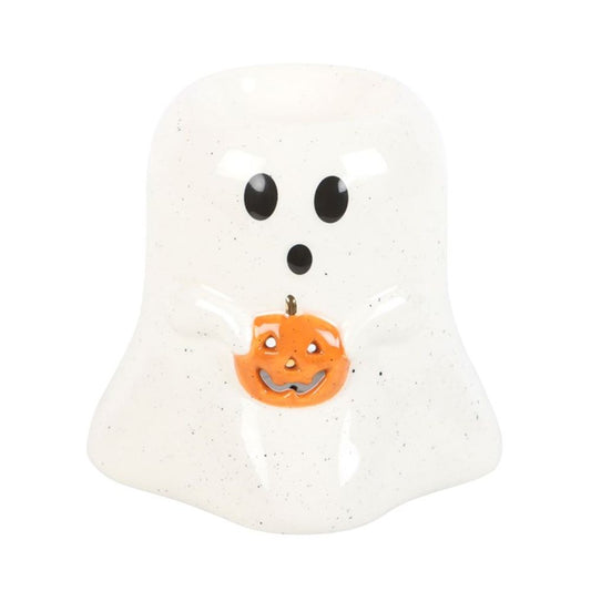 Ghost Shaped Wax/Oil Burner with Pumpkin