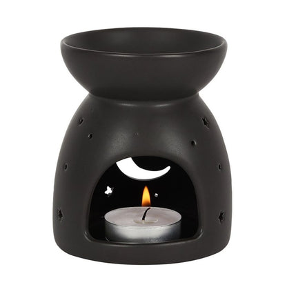 Mystical Moon Cut Out Wax/Oil Burner Matte Black