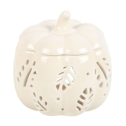 Off White Autumn Leaves Pumpkin Oil Burner