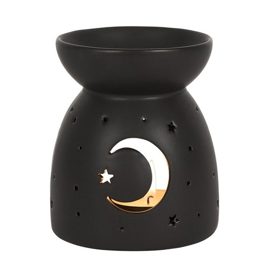 Mystical Moon Cut Out Wax/Oil Burner Matte Black