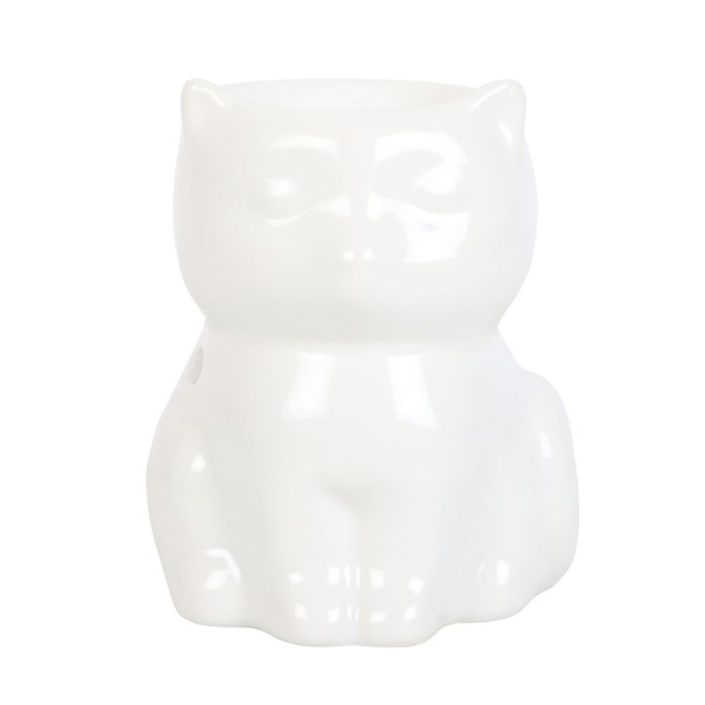 Shiny White Cat Oil Burner