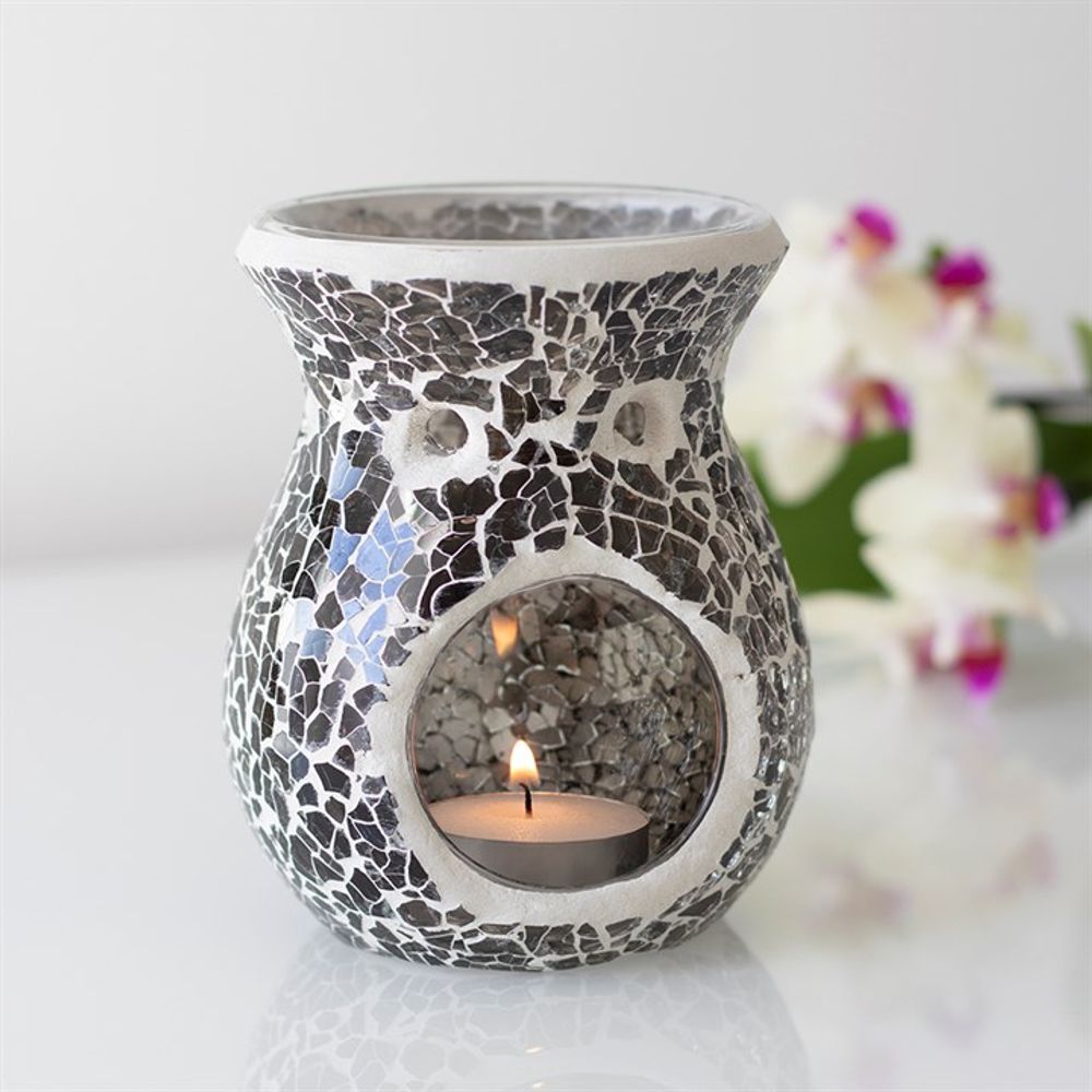 Small Gunmetal Grey Crackle Oil Burner