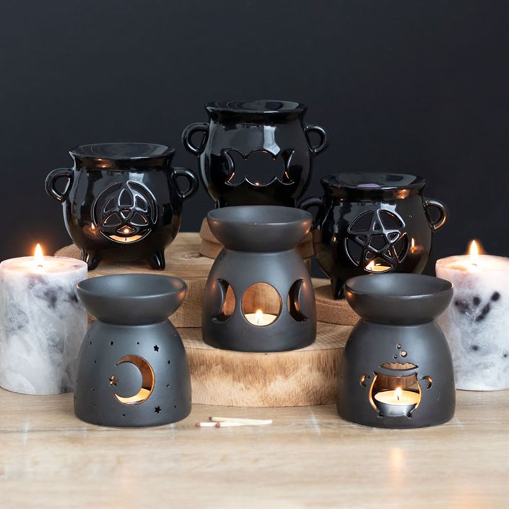 Mystical Moon Cut Out Wax/Oil Burner Matte Black