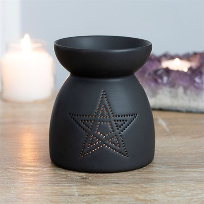 Pentagram Cut Out Wax/Oil Burner Black